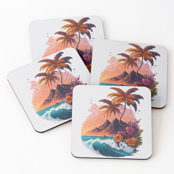 Item preview, A breathtaking sunset magical, enchanted, water with palmtree designed and sold by craftyartsdigi.