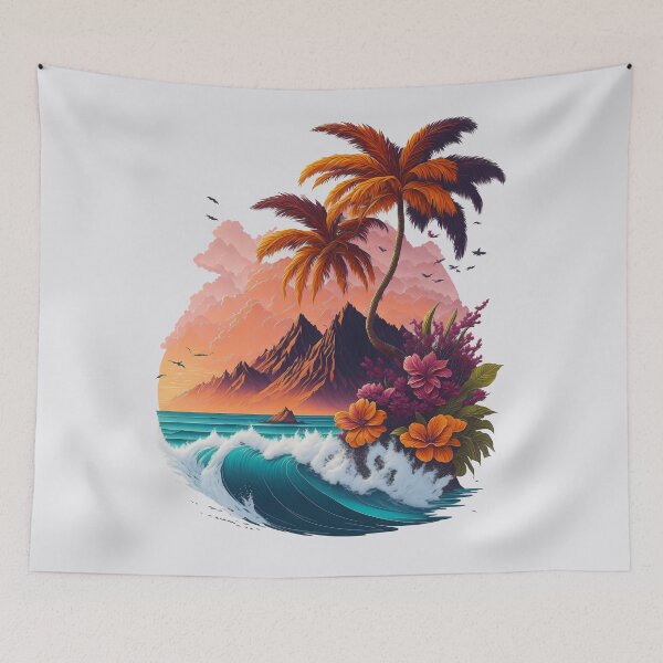 Item preview, A breathtaking sunset magical, enchanted, water with palmtree designed and sold by craftyartsdigi.
