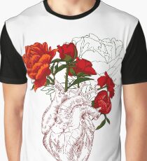drawing Human heart with flowers Graphic T-Shirt