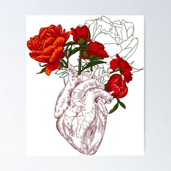 Item preview, drawing Human heart with flowers designed and sold by Olga Berlet.