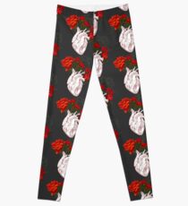 drawing Human heart with flowers Leggings