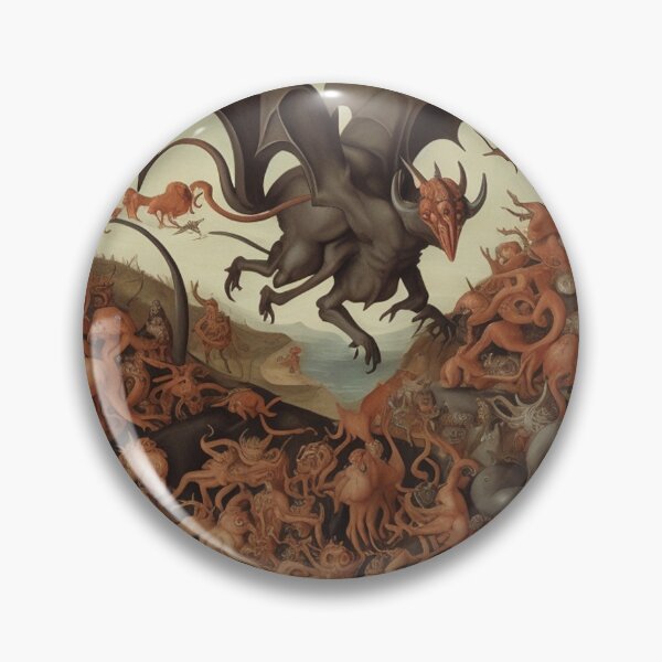 Item preview, a landscape of Hell featuring demons and  The Denizens of Hell  - after Hieronymus Bosch designed and sold by Vintage Designs +.
