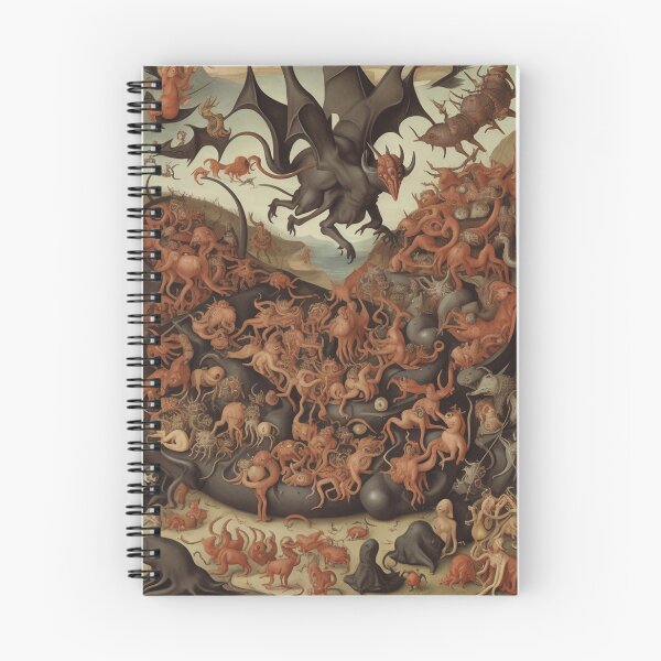 Item preview, a landscape of Hell featuring demons and  The Denizens of Hell  - after Hieronymus Bosch designed and sold by Vintage Designs +.
