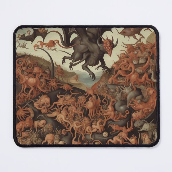 Item preview, a landscape of Hell featuring demons and The Denizens of Hell - after Hieronymus Bosch designed and sold by Vintage Designs +.