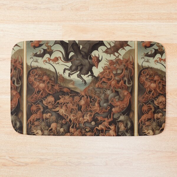 Item preview, a landscape of Hell featuring demons and  The Denizens of Hell  - after Hieronymus Bosch designed and sold by Vintage Designs +.