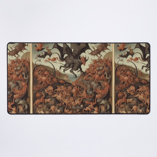 Item preview, a landscape of Hell featuring demons and  The Denizens of Hell  - after Hieronymus Bosch designed and sold by Vintage Designs +.
