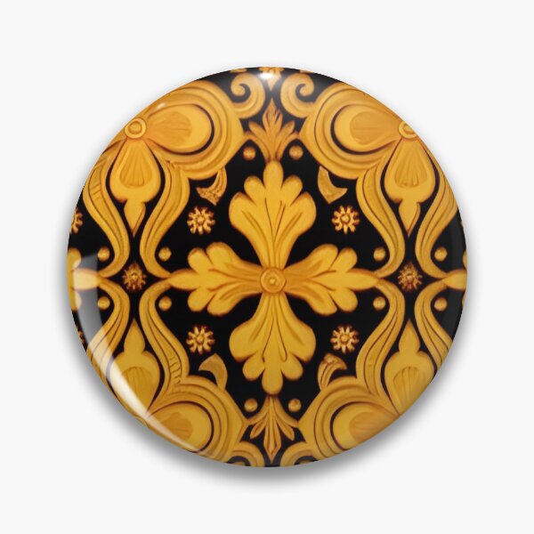 Item preview, Gold and Black Russian Fairytale Art Design, Hohloma Inspired, Flowers, Clover Like designed and sold by MiracleROLArt.
