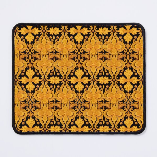 Item preview, Gold and Black Russian Fairytale Art Design, Hohloma Inspired, Flowers, Clover Like designed and sold by MiracleROLArt.