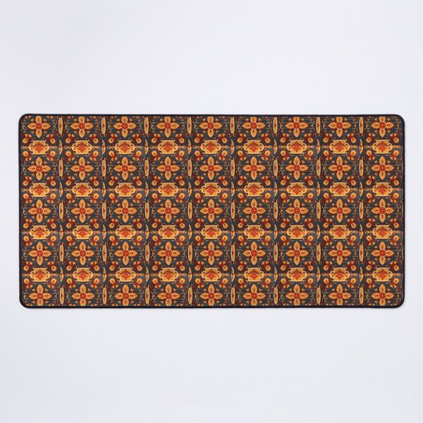 Item preview, Gold Black Red Yellow Russian Fairytale Art Design, Hohloma Inspired, Flowers, Clover Like designed and sold by MiracleROLArt.