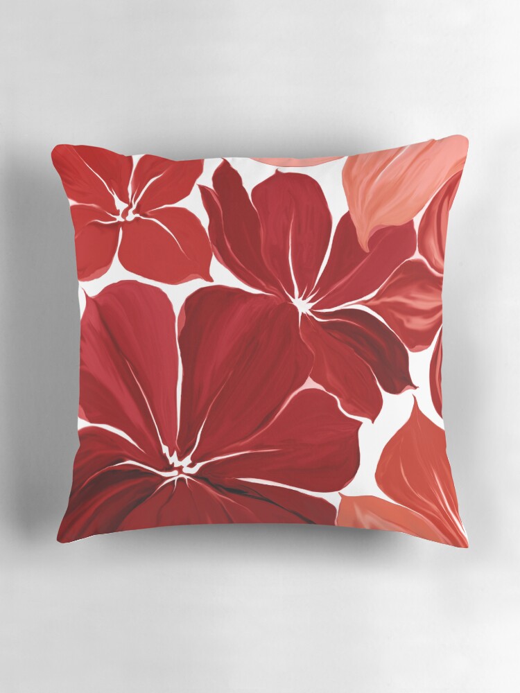 Aperçu 3 sur 4. Coussin avec l'œuvre Grandes fleurs rouges créée et vendue par beamorello.