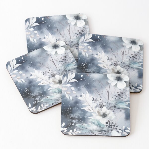 Item preview, Midwinter's Dream var. 4: Ethereal Floral Winter Scene in Moonlight and Snow designed and sold by stateofhuman.