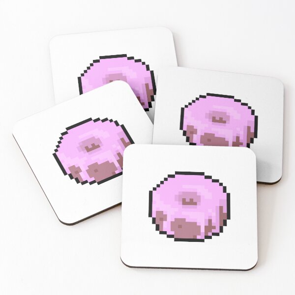 Item preview, Donut glaseado de color rosa con diseño de píxeles: arte de comida con diseño de píxeles designed and sold by LittleFoodShop.