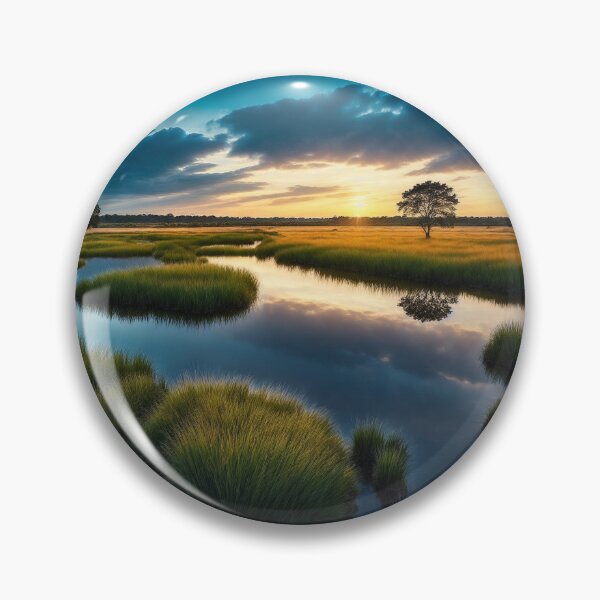Item preview, Marshland Landscapes With a Sense of Solitude and Tranquility, as Marshes Are Often Quiet and Peaceful Places Where One Can Connect With Nature and Find Inner Peace, Ai Generated Art designed and sold by AiGens.