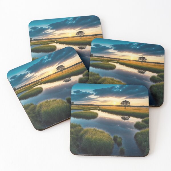 Item preview, Marshland Landscapes With a Sense of Solitude and Tranquility, as Marshes Are Often Quiet and Peaceful Places Where One Can Connect With Nature and Find Inner Peace, Ai Generated Art designed and sold by AiGens.