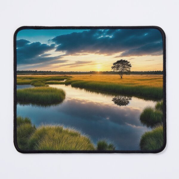 Item preview, Marshland Landscapes With a Sense of Solitude and Tranquility, as Marshes Are Often Quiet and Peaceful Places Where One Can Connect With Nature and Find Inner Peace, Ai Generated Art designed and sold by AiGens.