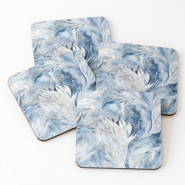 Item preview, Crystal Cascade var. 1: Abstract Watercolor Winter Wonder in Blue, White, and Beige" designed and sold by stateofhuman.