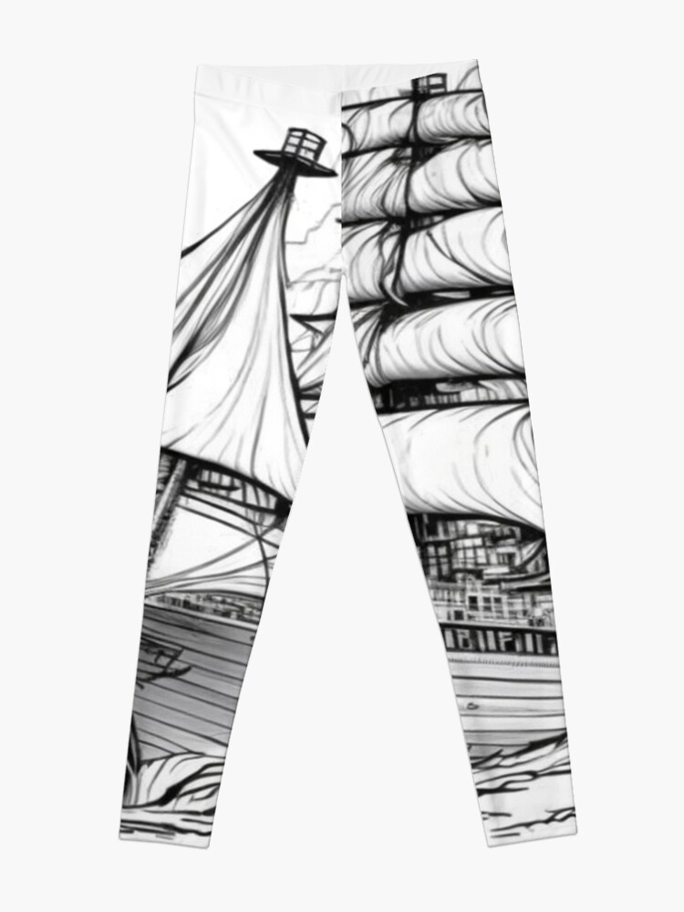 Sailing through Time: 18th Century Ship Drawing Leggings for Sale