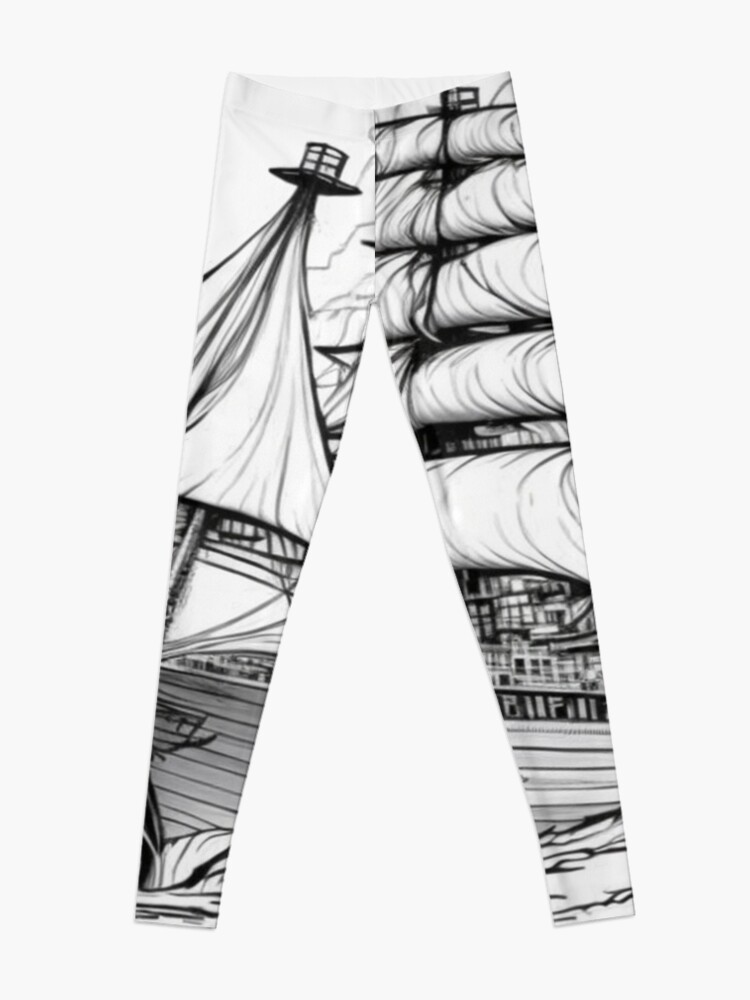 Sailing through Time: 18th Century Ship Drawing Leggings for Sale by  ilan975