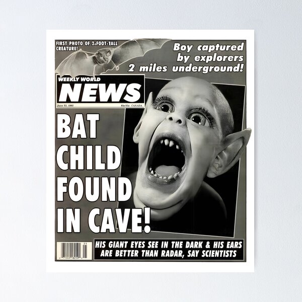 Item preview, Bat Boy Classic Vintage Retro Supermarket Tabloid Cover Design designed and sold by CoupleCrafters.