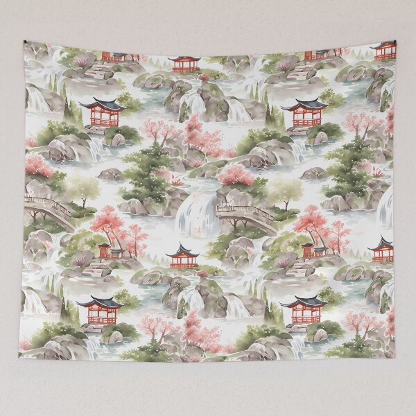Item preview, Tranquil Japanese Garden Pattern | Zen-Inspired Designs | Serene Nature designed and sold by KameliaStudio.