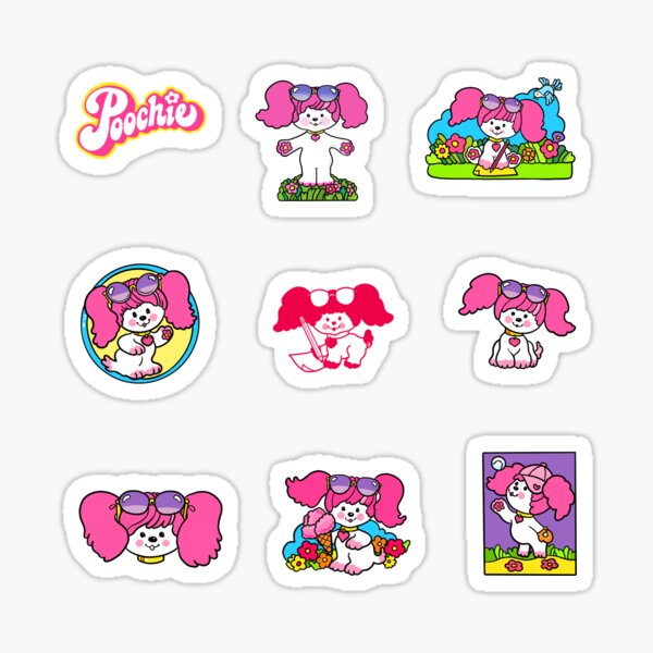 Item preview, Poochie Stickers - Retro 80s Pink Dog designed and sold by FunnehGacha.