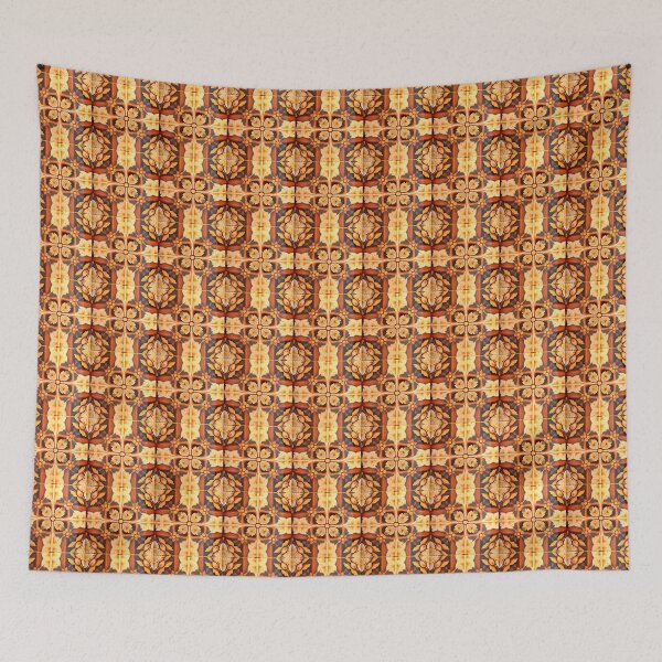 Item preview, Gold Brown Orange Yellow Russian Fairytale Art Design, Hohloma Inspired, Flowers, Clover Like designed and sold by MiracleROLArt.