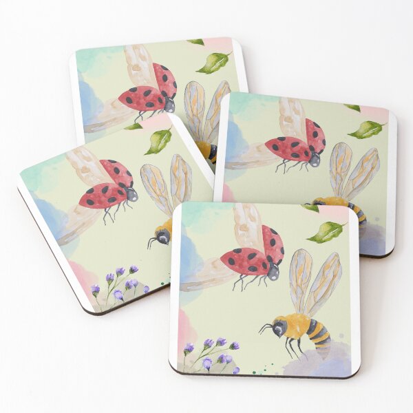 Item preview, water colour print of lady bug and bee designed and sold by millie077.