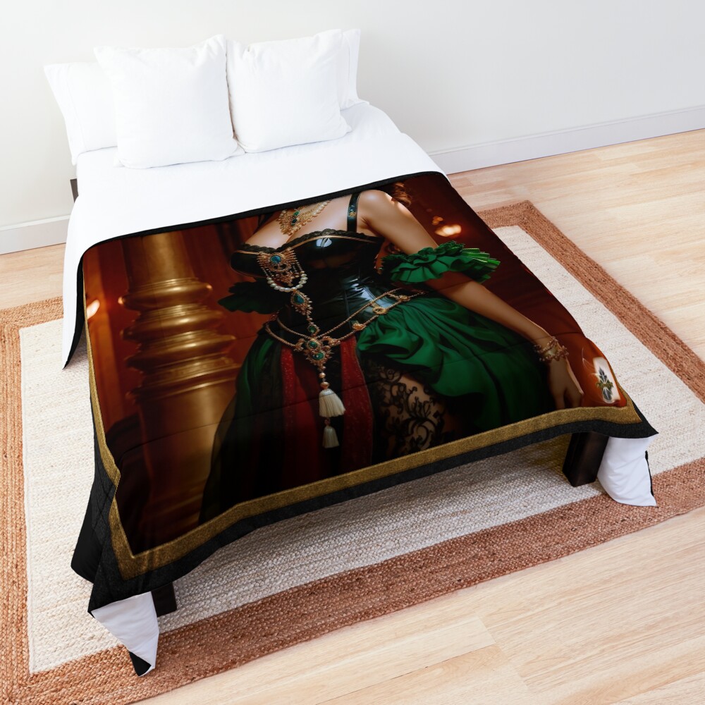 The Esrian Gypsy Beautiful Fantasy AI Concept Art Portrait by Xzendor7 Decorative Comforter