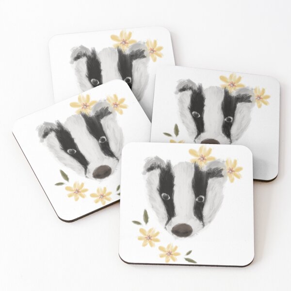 Item preview, ♡ badger with flowers digital illustration wild animals art /  designed and sold by Dreamsbyher.