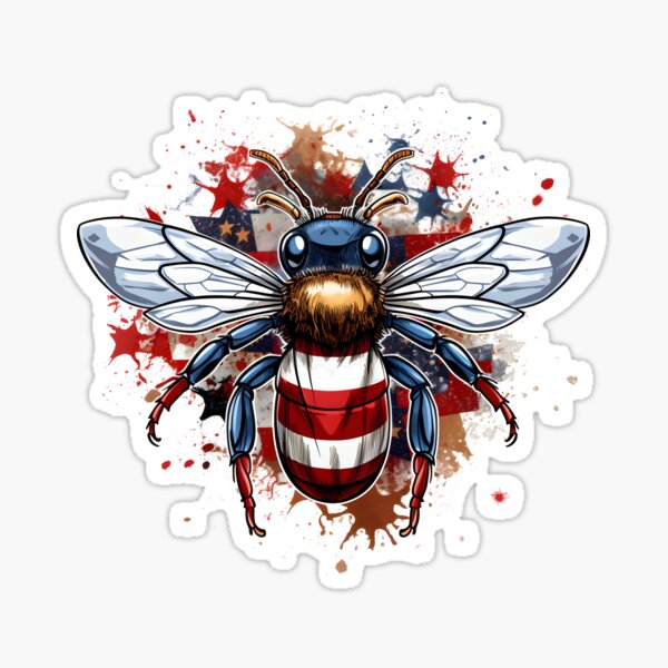 Patriotic Beekeeper American Flag 4th Of July Gift Bee Stickers P334337306