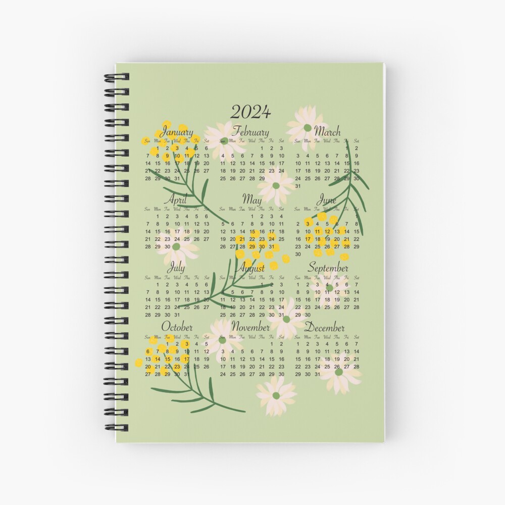 Fromthenon-Calendrier de l'année 2024 pour cahier à spirale