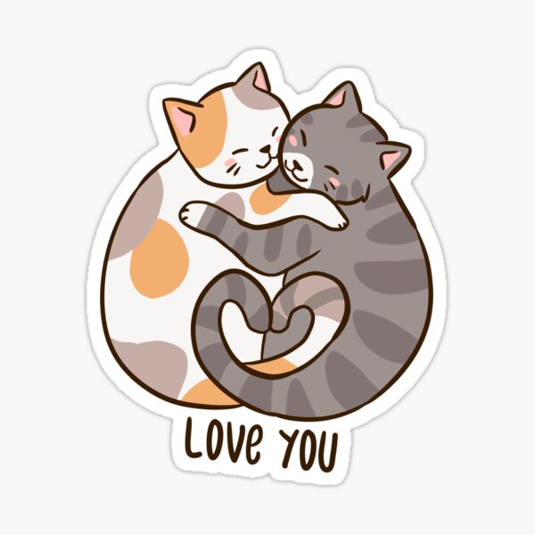 Sticker for Sale mit Süße Katzen umarmen sich. Ich liebe dich von  Yaragold