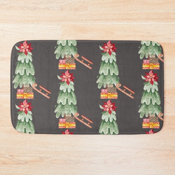 Item preview, Christmas tree with poinsettia wood sled and presents  designed and sold by InaDim.