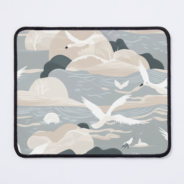 Item preview, Serene Gentle Waves And Seagulls Minimalistic Japanese Pattern designed and sold by Wonder Of Light.
