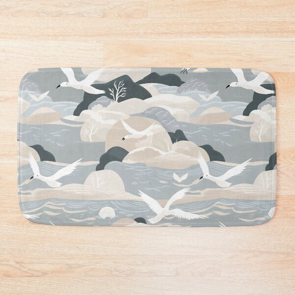 Item preview, Serene Gentle Waves And Seagulls Minimalistic Japanese Pattern designed and sold by Wonder Of Light.