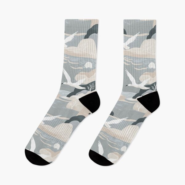 Item preview, Serene Gentle Waves And Seagulls Minimalistic Japanese Pattern designed and sold by Wonder Of Light.
