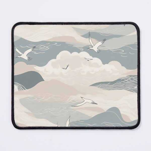 Item preview, Serene Gentle Waves And Seagulls Minimalistic Japanese Pattern designed and sold by Wonder Of Light.