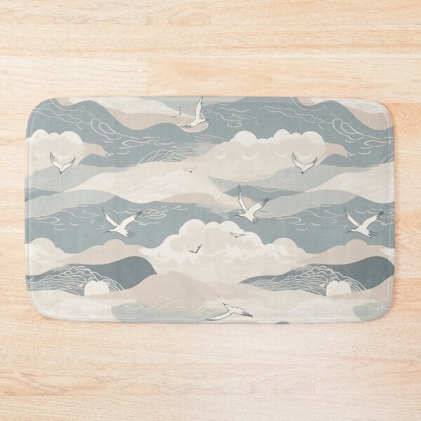 Item preview, Serene Gentle Waves And Seagulls Minimalistic Japanese Pattern designed and sold by Wonder Of Light.