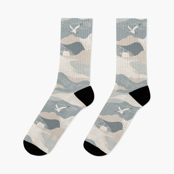 Item preview, Serene Gentle Waves And Seagulls Minimalistic Japanese Pattern designed and sold by Wonder Of Light.