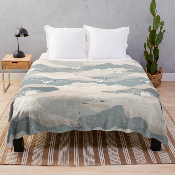 Item preview, Serene Gentle Waves And Seagulls Minimalistic Japanese Pattern designed and sold by Wonder Of Light.