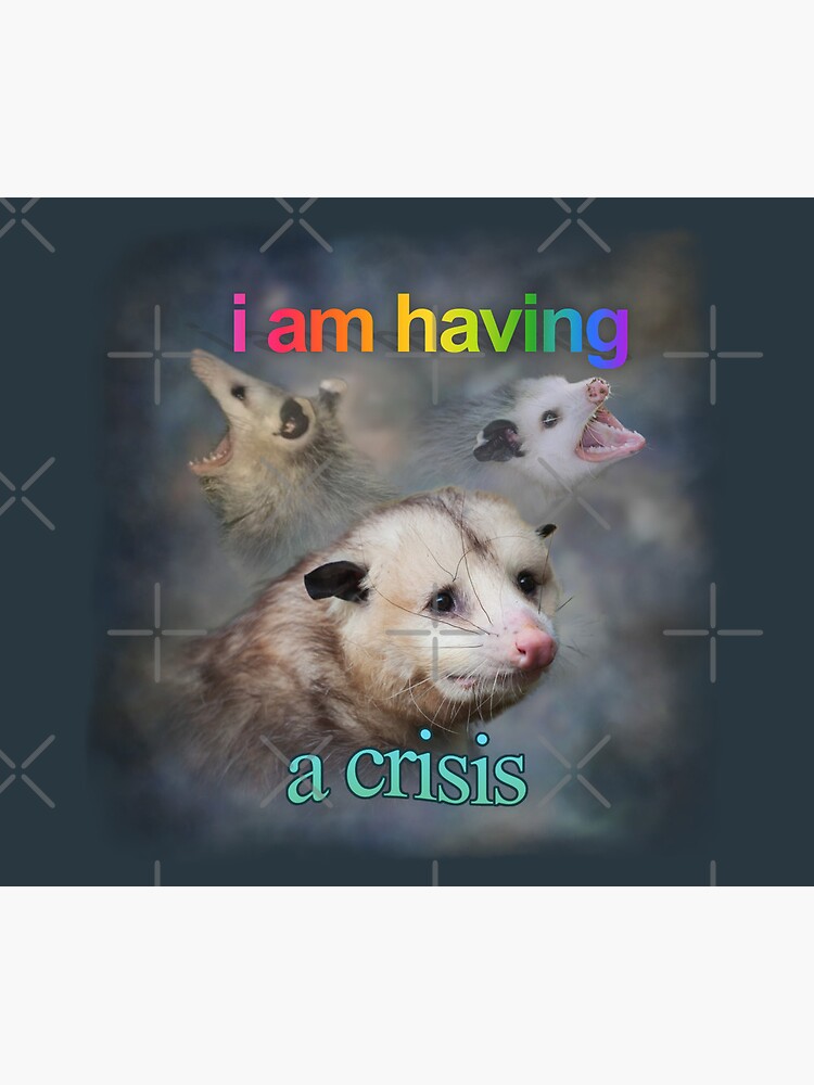 Thumbnail 5 of 5, Mouse Pad, I am having a crisis possum word art designed and sold by snazzyseagull.