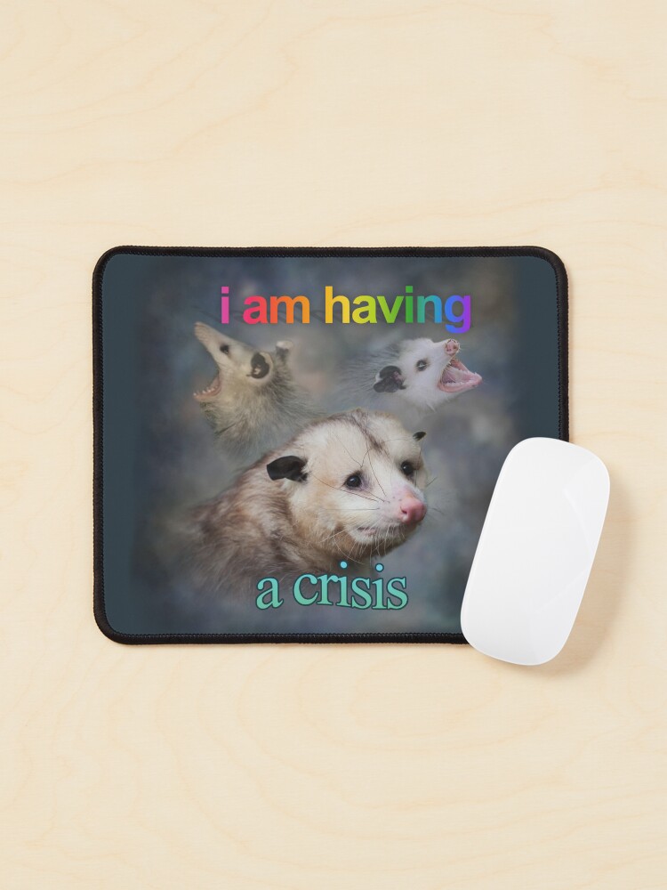 Thumbnail 1 of 5, Mouse Pad, I am having a crisis possum word art designed and sold by snazzyseagull.