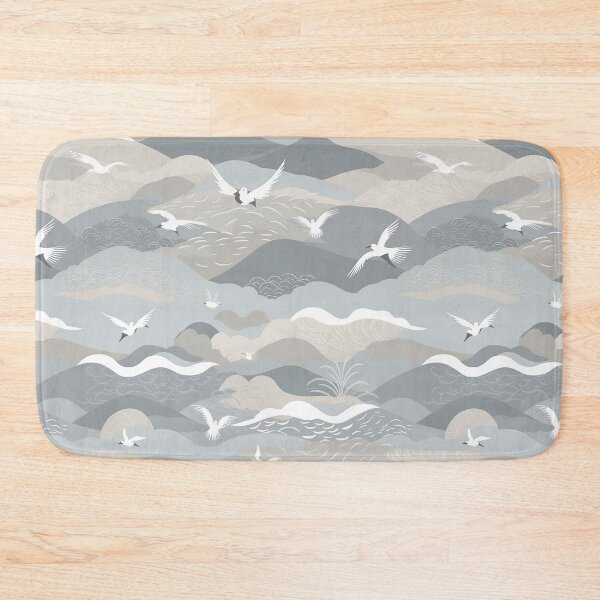 Item preview, Serene Gentle Waves And Seagulls Minimalistic Japanese Pattern designed and sold by Wonder Of Light.