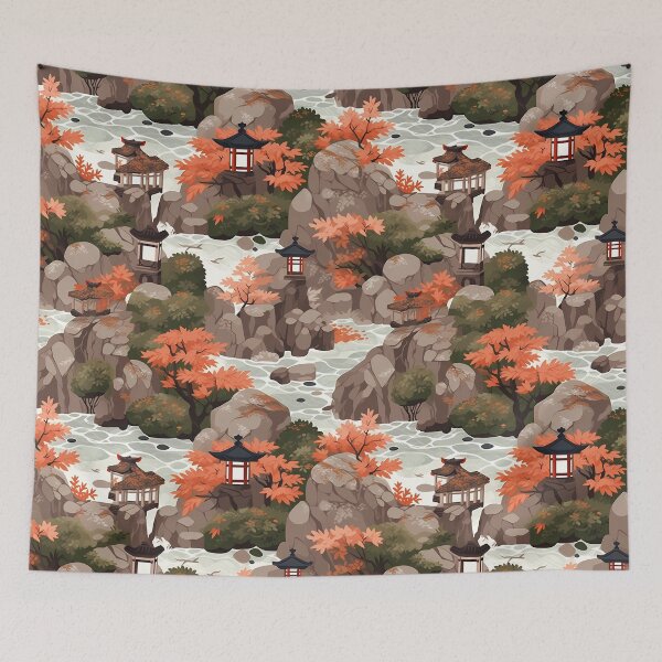 Item preview, Tranquil Japanese Garden Pattern | Zen-Inspired Designs | Serene Nature designed and sold by KameliaStudio.