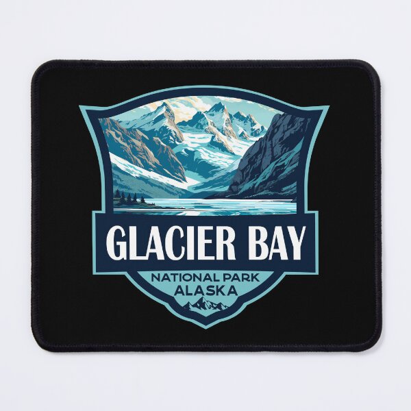 Item preview, Glacier Bay National Park Illustration Travel Retro Badge designed and sold by KrisSidDesigns.