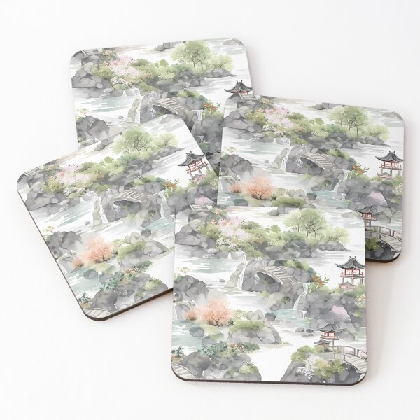 Item preview, Tranquil Japanese Garden Pattern | Zen-Inspired Designs | Serene Nature designed and sold by KameliaStudio.