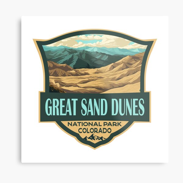 Item preview, Great Sand Dunes National Park Illustration Travel Retro Badge designed and sold by KrisSidDesigns.