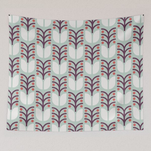 Item preview, KF 0003 C Minimalist Vintage Retro Flowers 70s Modern Geometric Floral designed and sold by KhakiFinch.