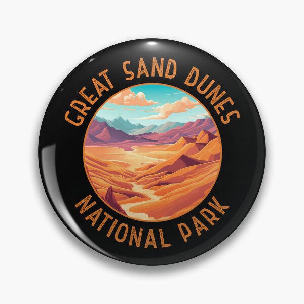 Item preview, Great Sand Dunes National Park Illustration Distressed Circle designed and sold by KrisSidDesigns.