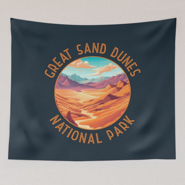 Item preview, Great Sand Dunes National Park Illustration Distressed Circle designed and sold by KrisSidDesigns.